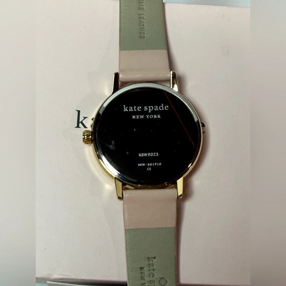 Kate Spade New York KSW9023 Crystal Dial Blush Leather Watch & Box NWT
